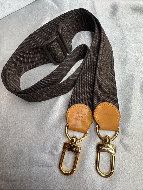 Louis Vuitton Handbags - Louis Vuitton Stamped Brown Canvas Bag Strap with Tan Leather & Gold Hardware